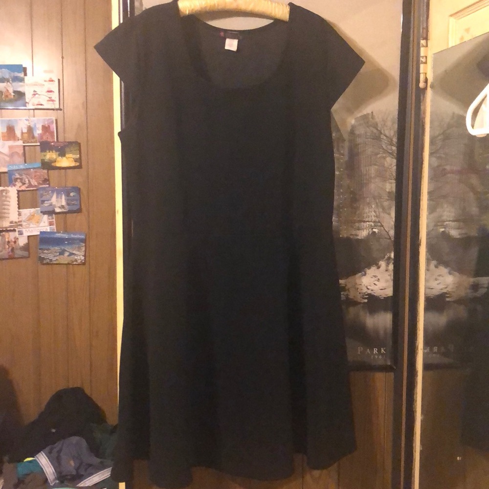 Scuba knit black skater dress